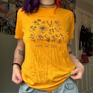yellow graphic tee